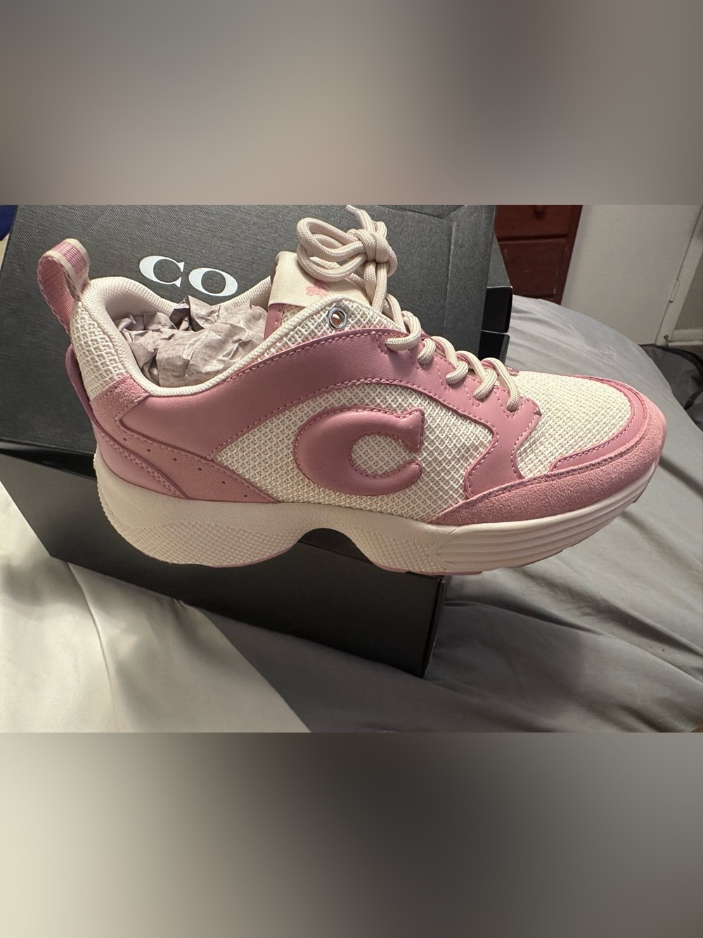 Coach Pink and Cream C275 Sig Tech Sneakers